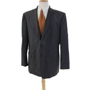 Ermenegildo Zegna Mens Striped Blazer Jacket Gray Red Wool Size 46 Regular